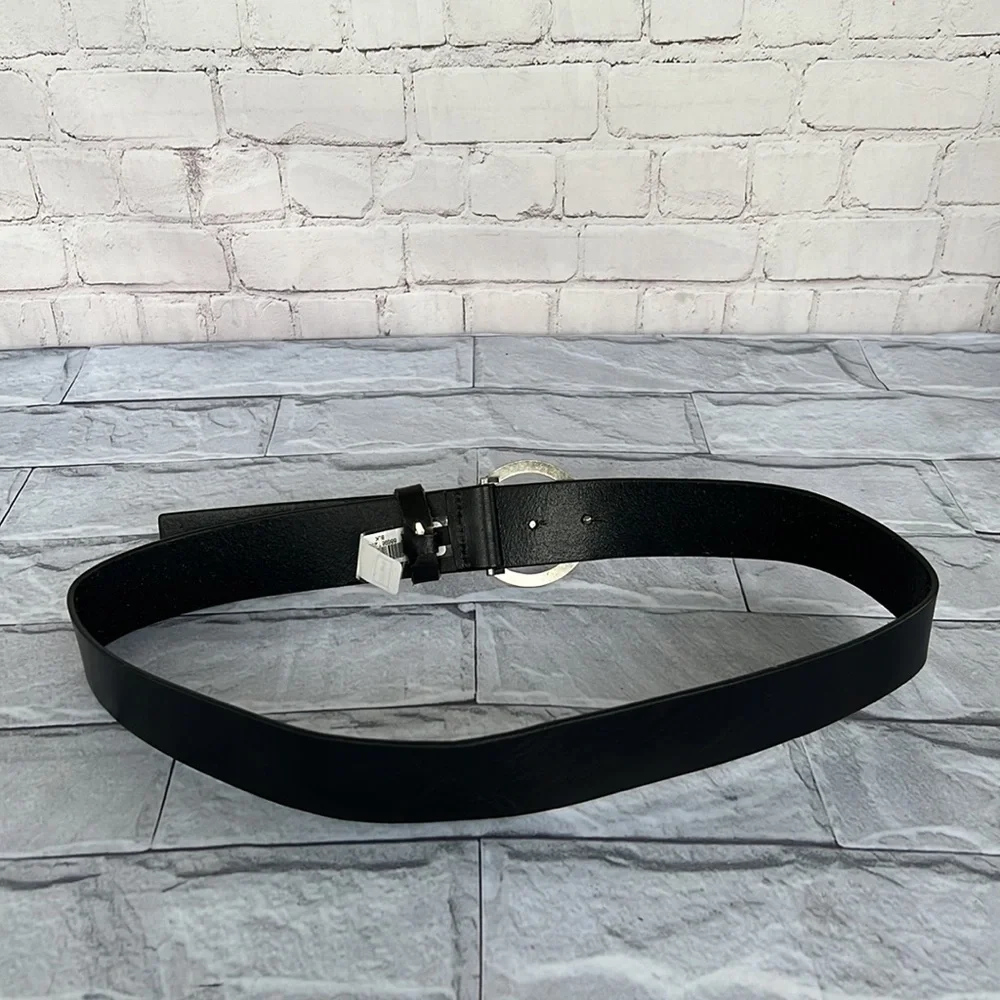 Michael Michael Kors black leather MK front logo belt size medium 6